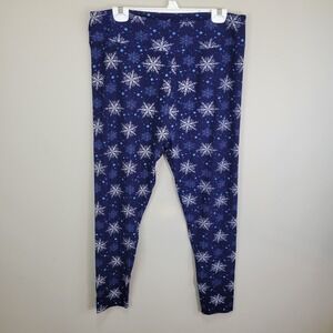 Let It Snow Polyester‎ Spandex Wide Waistband Ankle Leggings Size 3X/4X